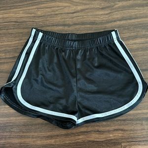 Black shorts with white trim stretchy